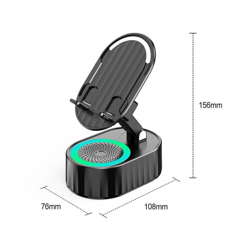 AKLLCCR 5-In-1 Wireless Bluetooth&Induction Audio Speaker and Cellphone Stand Emergency Charging (3000Mah) 5.3 HD Surround Subwoofer Sound Fits Smart Phones,Tablets,Power Banks
