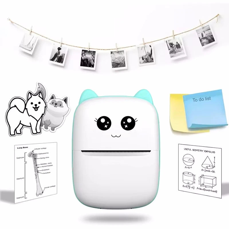 Mini Cat Thermal Printer – Portable 58mm Bluetooth Pocket Printer for Photos & Labels (iOS/Android)