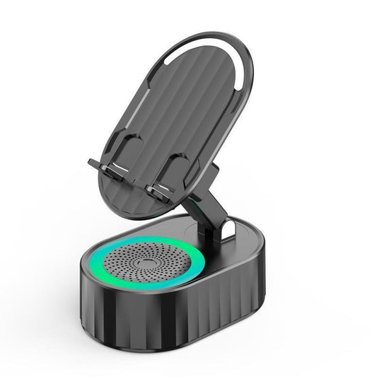 AKLLCCR 5-In-1 Wireless Bluetooth&Induction Audio Speaker and Cellphone Stand Emergency Charging (3000Mah) 5.3 HD Surround Subwoofer Sound Fits Smart Phones,Tablets,Power Banks