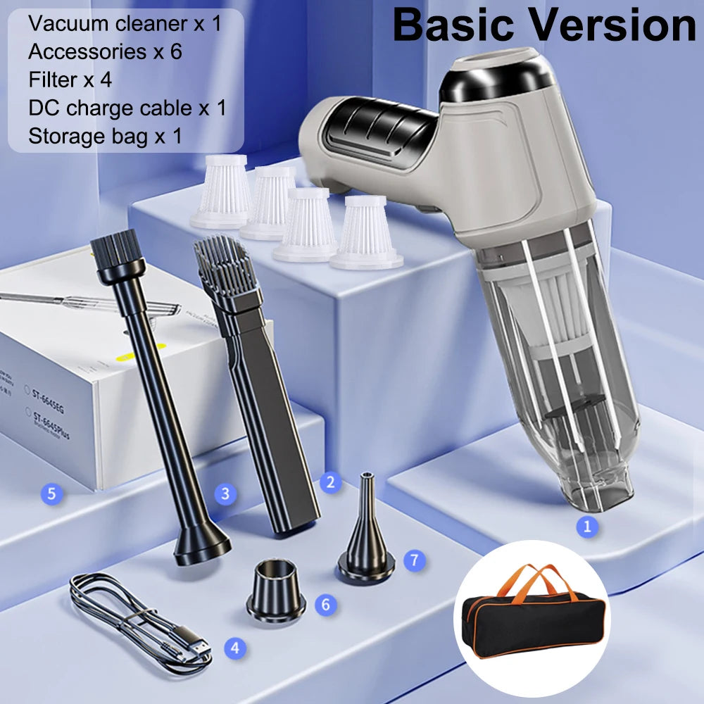 Wireless Car Vacuum Cleaner – 95000Pa Strong Suction, Rechargeable Handheld Mini Cleaner for Car & Home