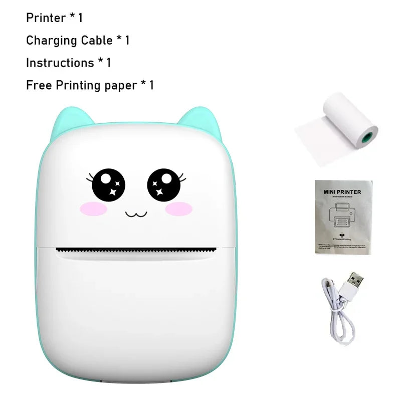 Mini Cat Thermal Printer – Portable 58mm Bluetooth Pocket Printer for Photos & Labels (iOS/Android)