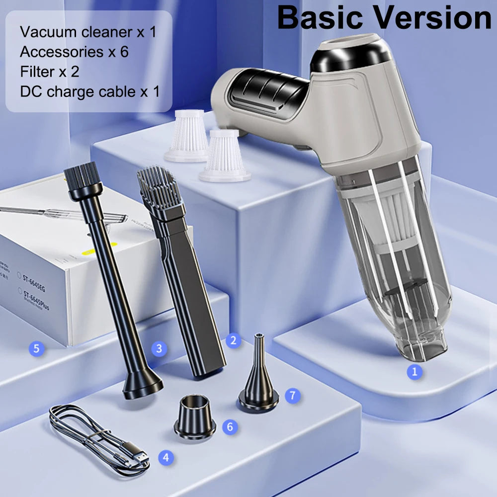 Wireless Car Vacuum Cleaner – 95000Pa Strong Suction, Rechargeable Handheld Mini Cleaner for Car & Home