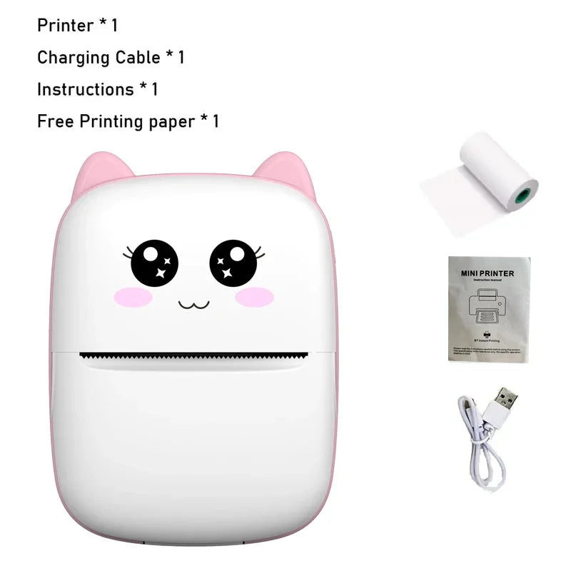 Mini Cat Thermal Printer – Portable 58mm Bluetooth Pocket Printer for Photos & Labels (iOS/Android)