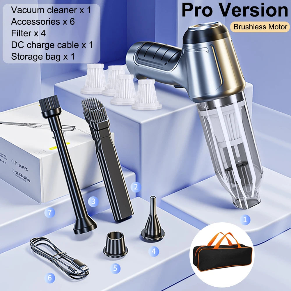 Wireless Car Vacuum Cleaner – 95000Pa Strong Suction, Rechargeable Handheld Mini Cleaner for Car & Home