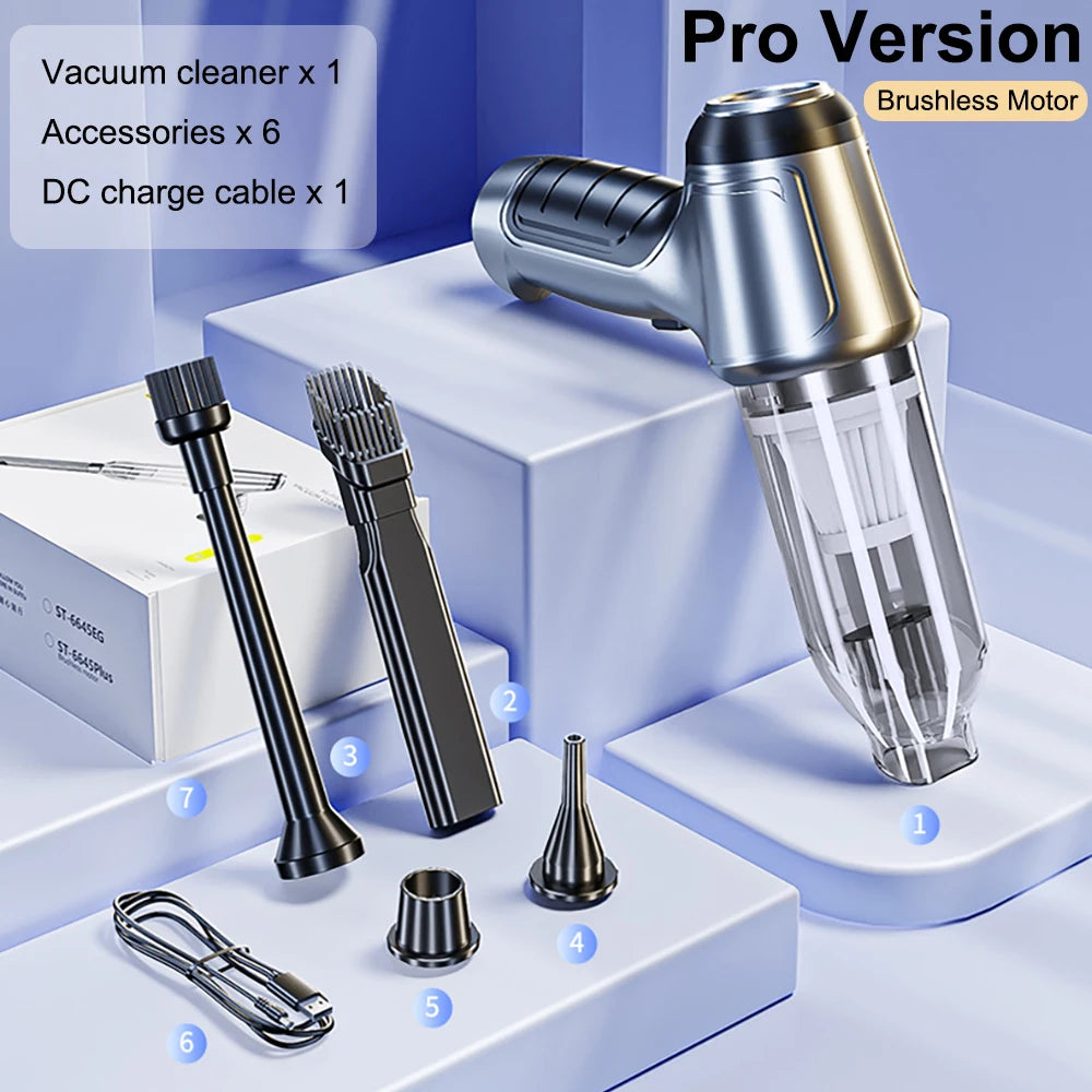 Wireless Car Vacuum Cleaner – 95000Pa Strong Suction, Rechargeable Handheld Mini Cleaner for Car & Home
