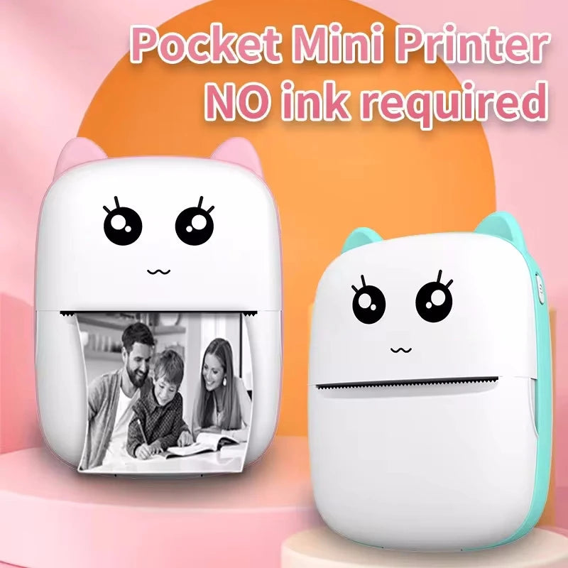 Mini Cat Thermal Printer – Portable 58mm Bluetooth Pocket Printer for Photos & Labels (iOS/Android)